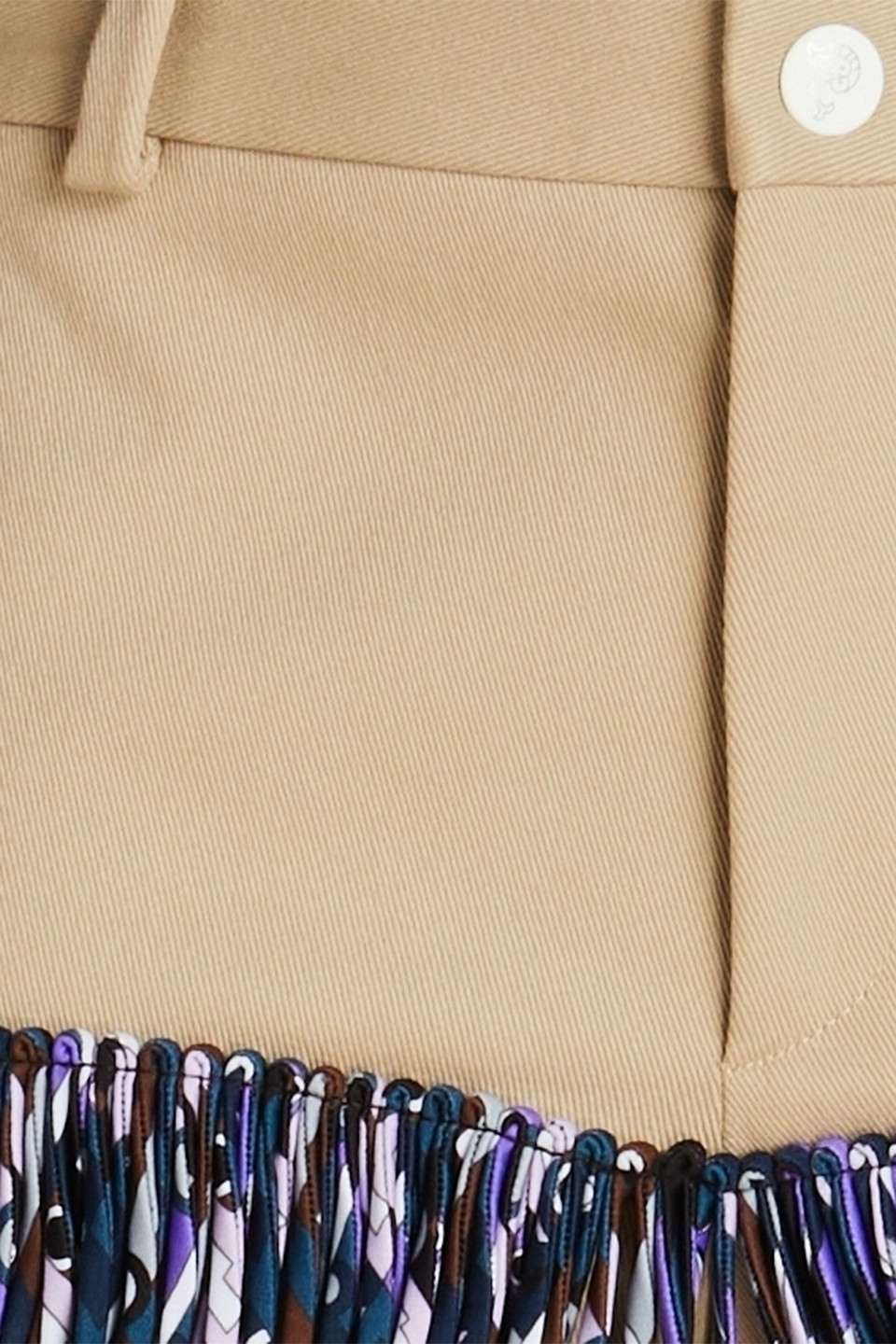 Shop Pucci Fringed Cotton-blend Twill Shorts In Mushroom