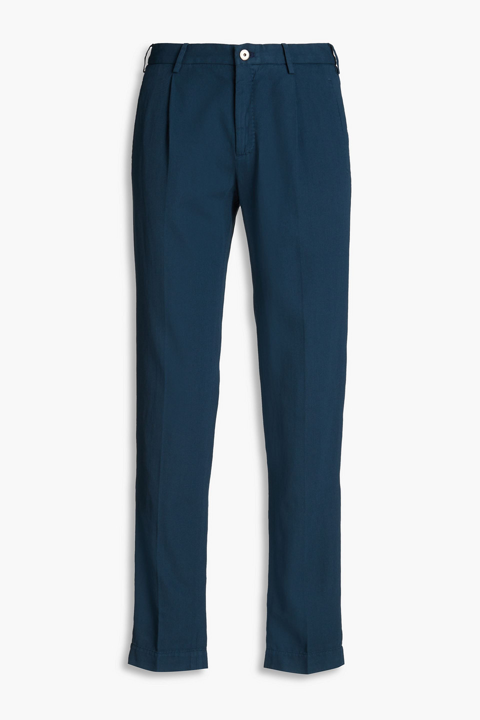 Slowear Incotex Tapered Cotton And Linen-blend Twill Chinos In Blue