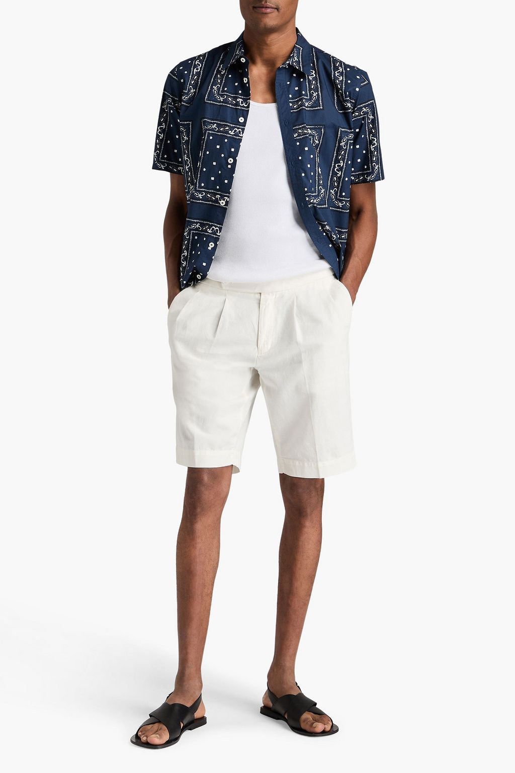 SLOWEAR Incotex cotton and linen-blend twill chino shorts