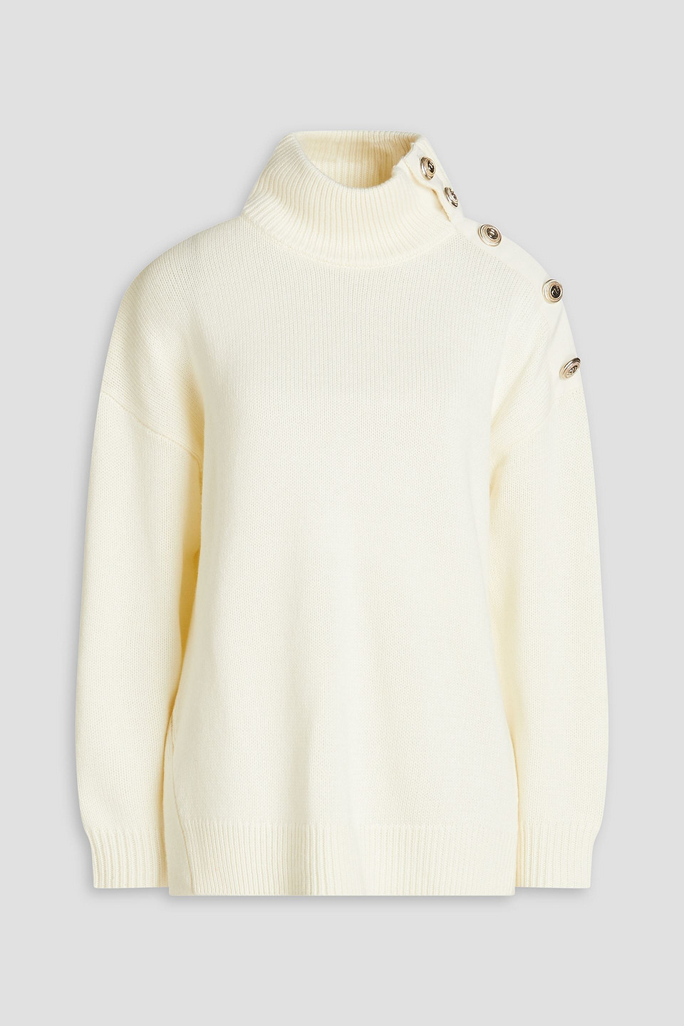 Claudie Pierlot - Button-detailed knitted turtleneck sweater - White - 3