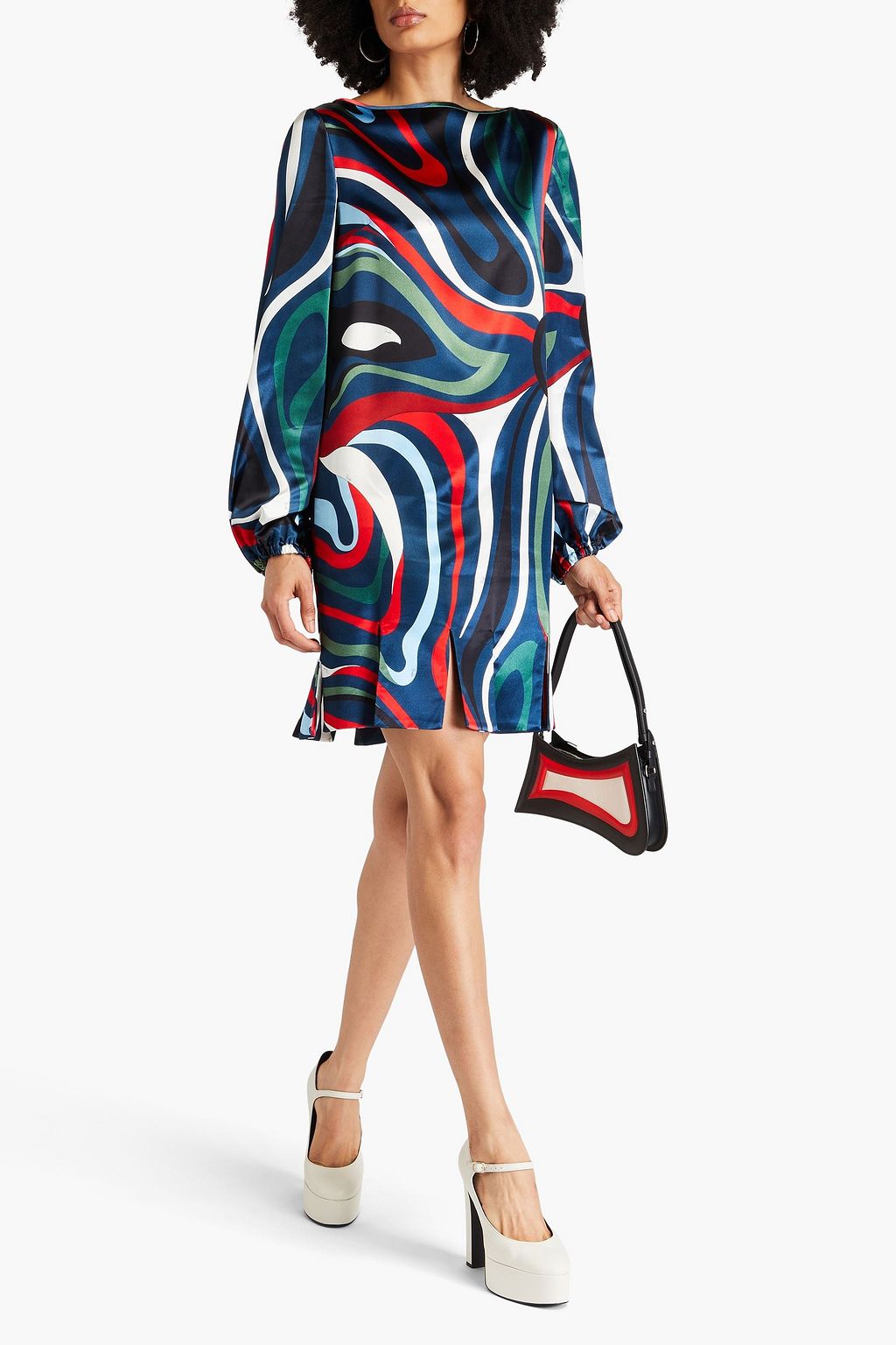 PUCCI فستان قصير من الساتان مزين بطبعات
