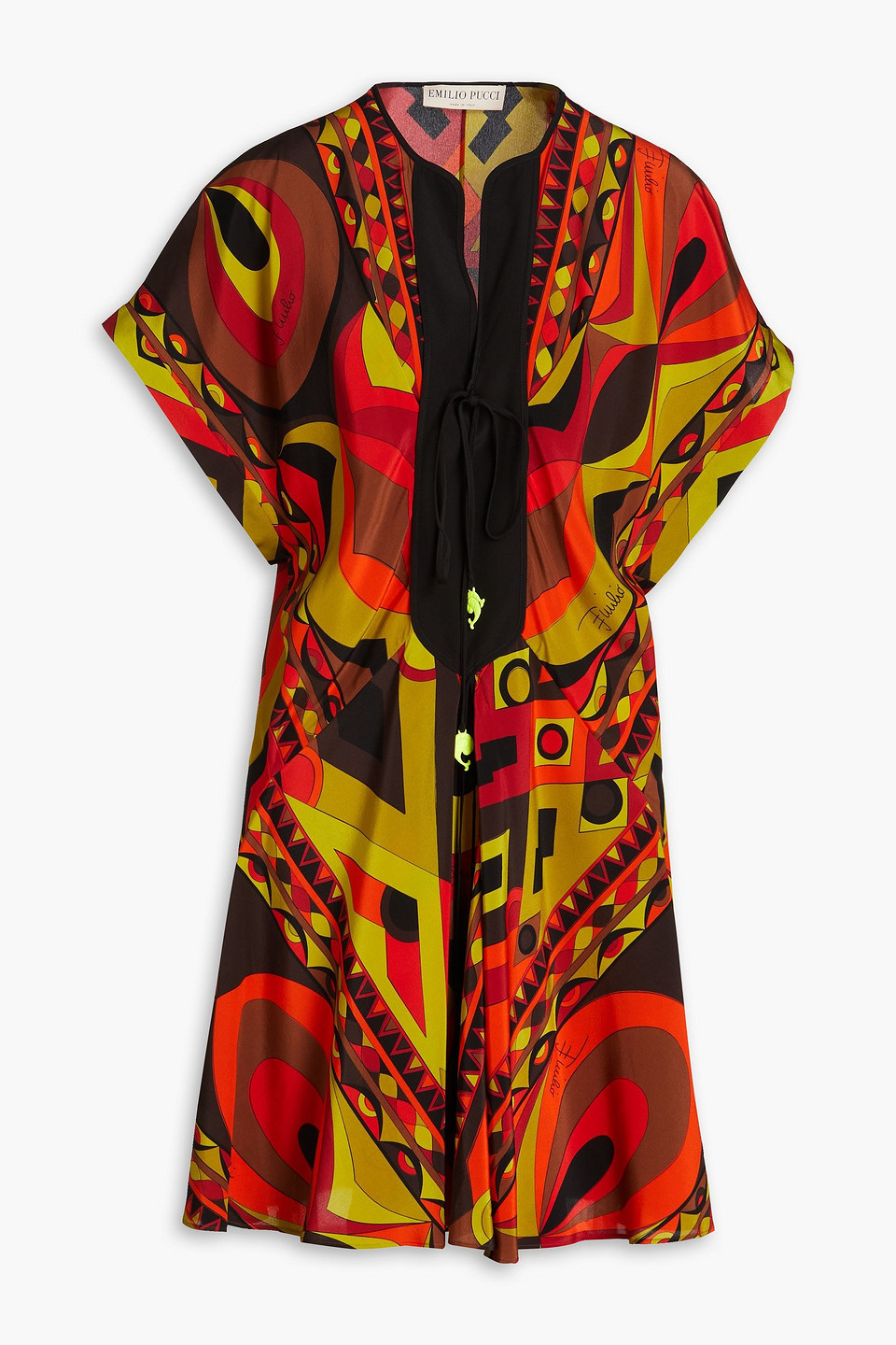 Pucci Printed Silk Crepe De Chine Kaftan In Tomato Red