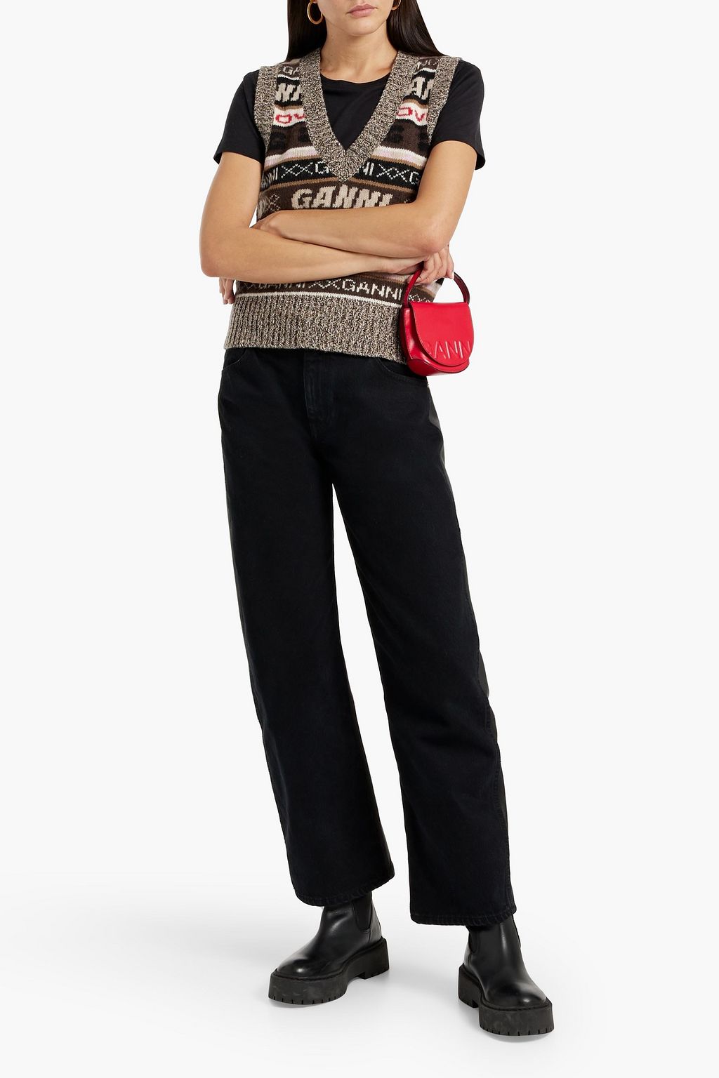 GANNI Jacquard-knit vest