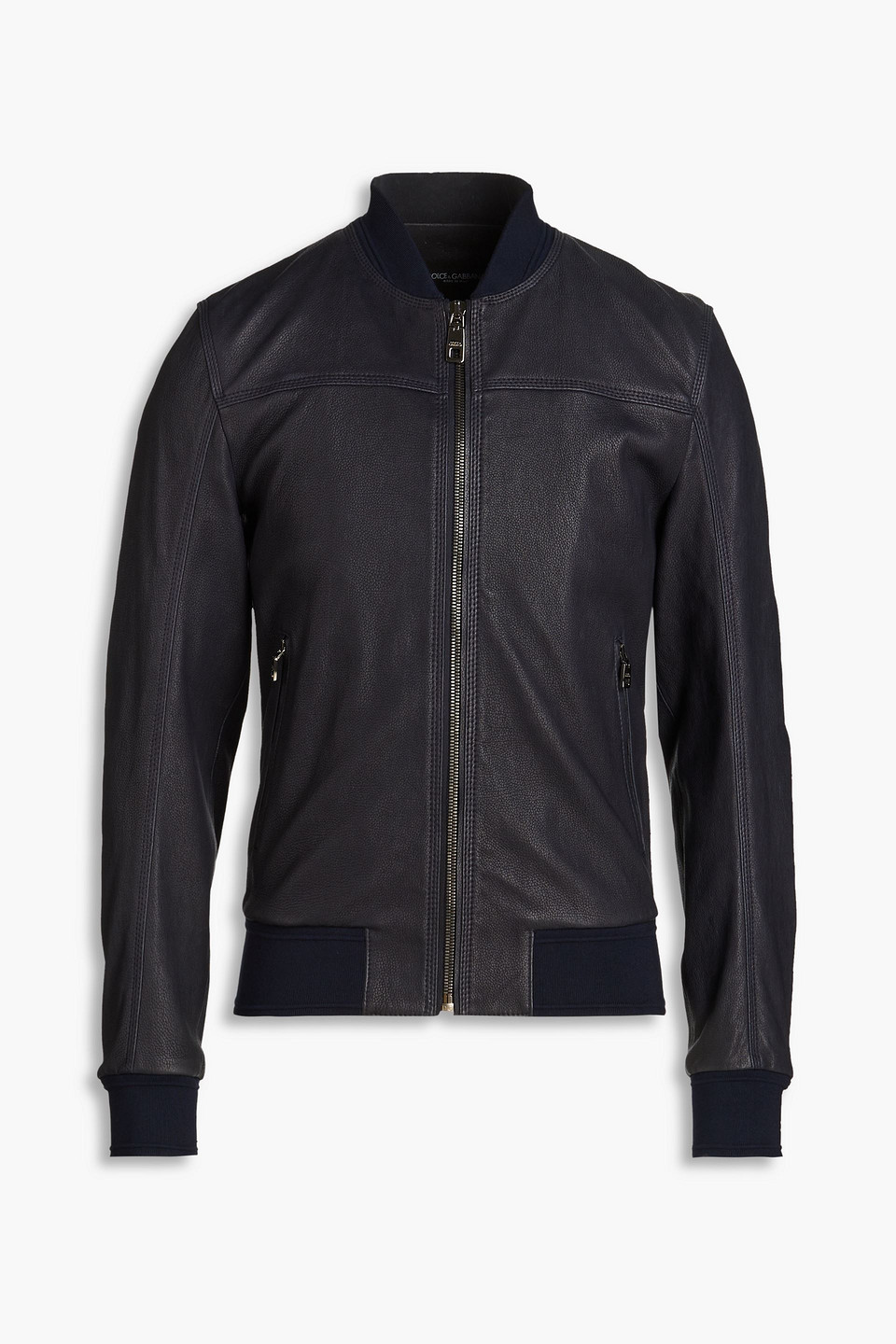 Dolce&Gabbana - Leather bomber jacket - Blue - IT 44