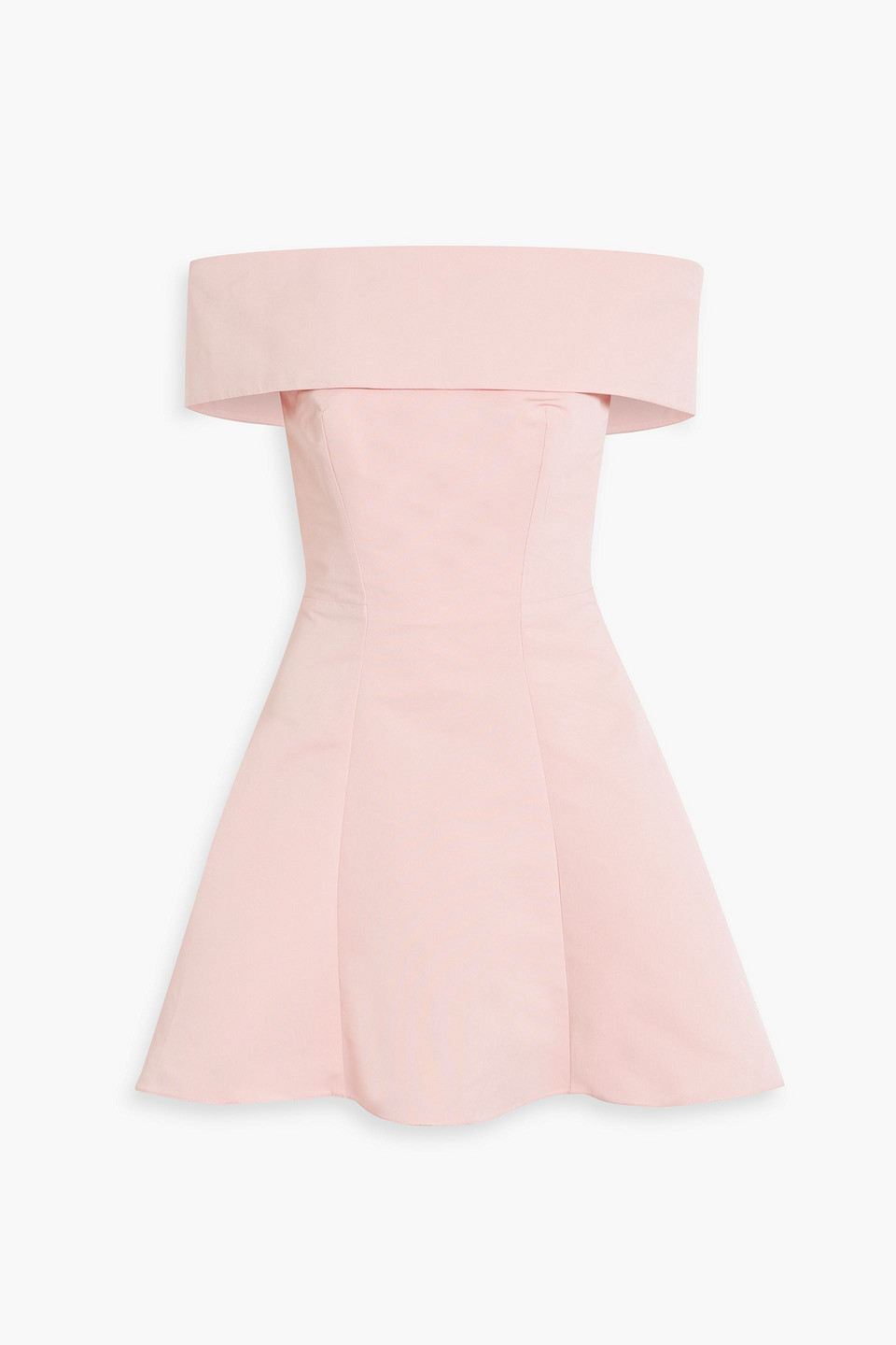 Safiyaa Krissty Off-the-shoulder Fluted Faille Mini Dress In Baby Pink