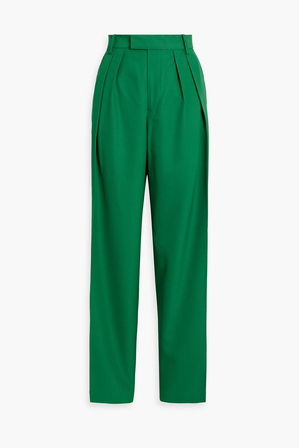 Maison Kitsuné Pleated Woven Tapered Pants In Green