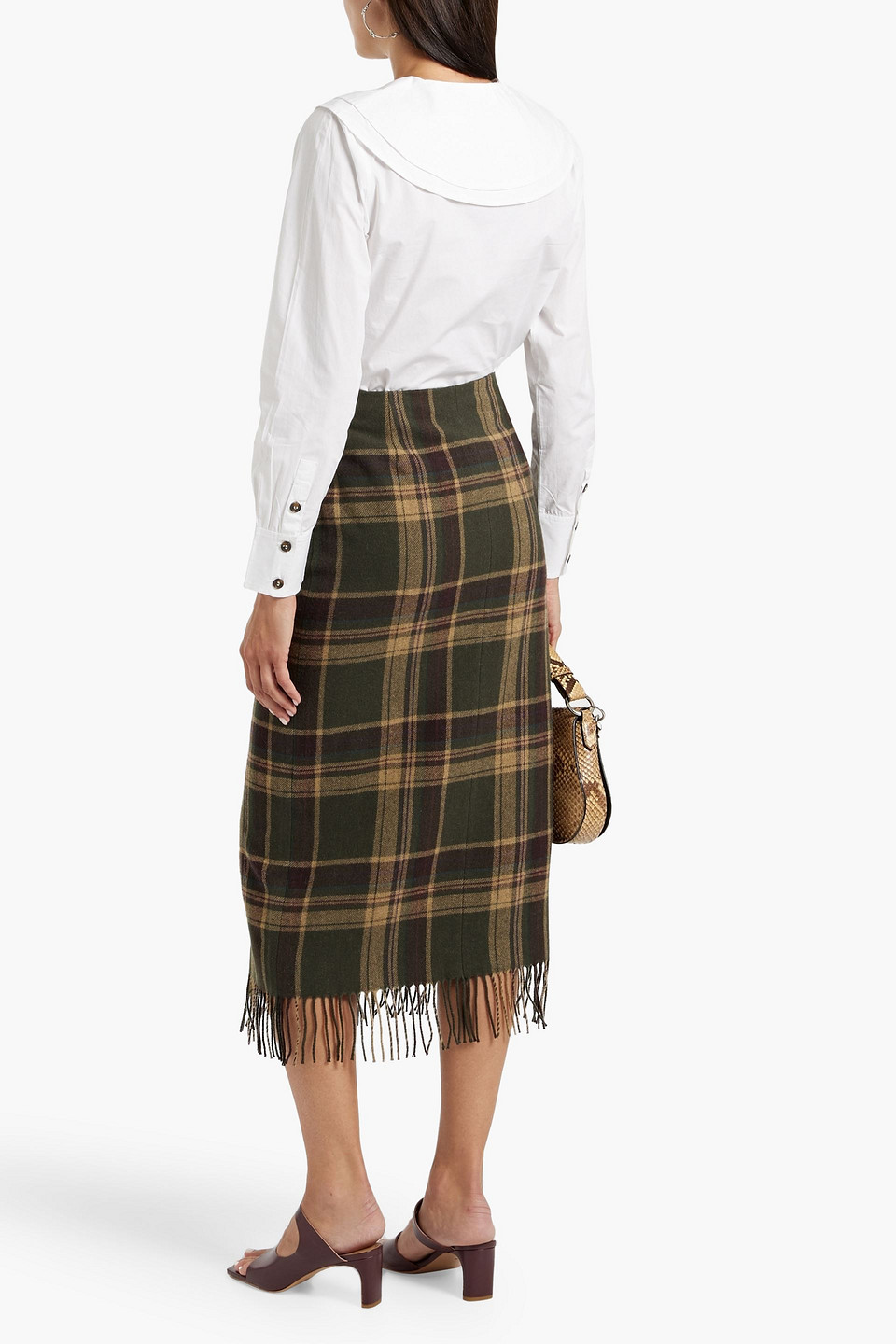 Ganni Ruffled Collar Blouse Featuring Pleats In White