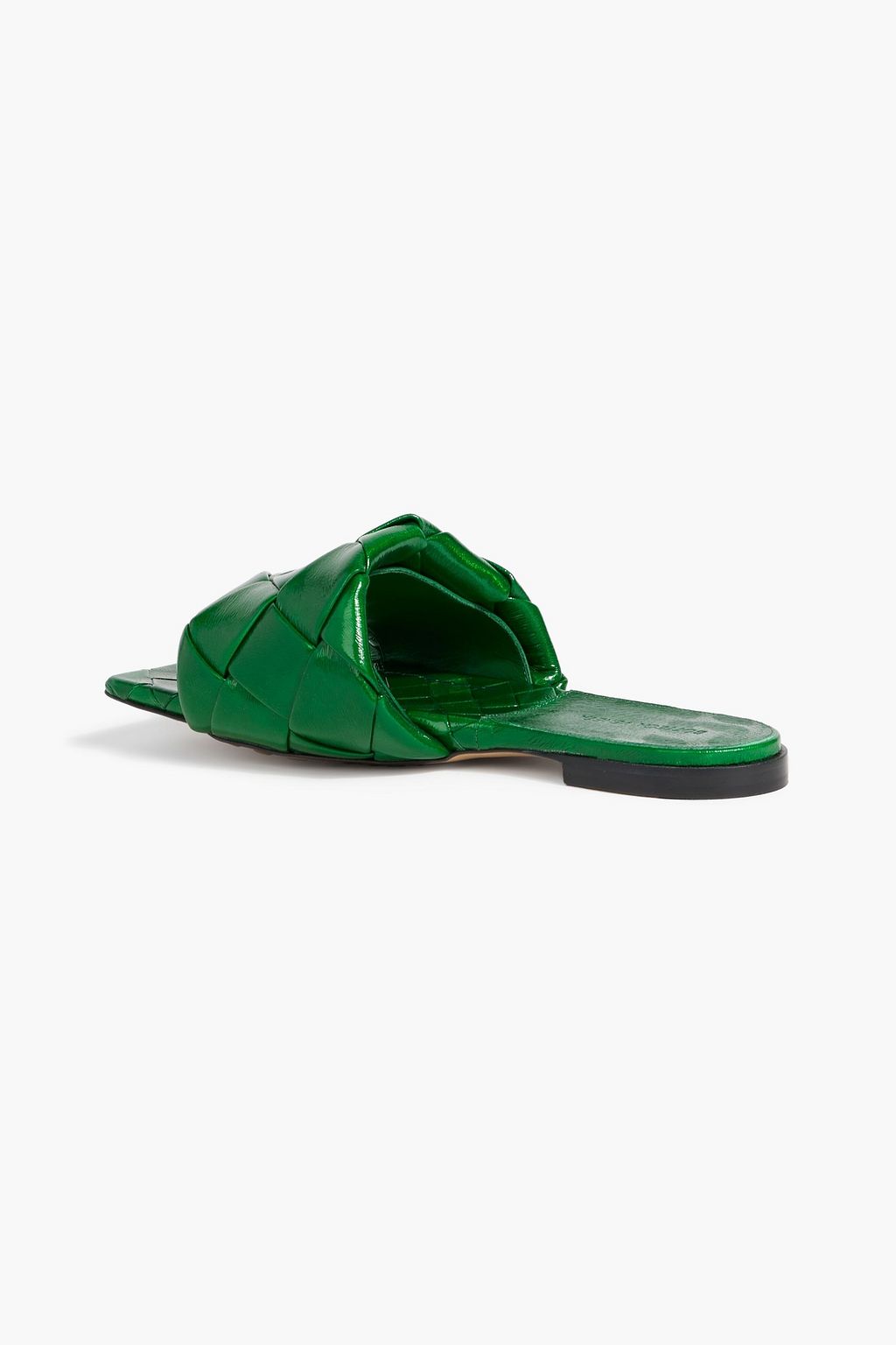 BOTTEGA VENETA Lido intrecciato glossed-leather slides