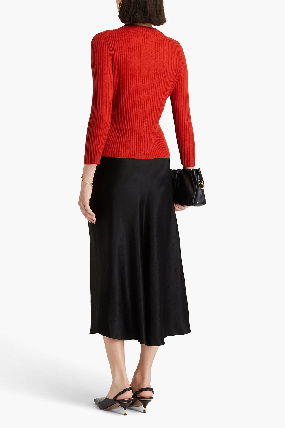 VINCE RIBBED CASHMERE AND SILK-BLEND TURTLENECK SWEATER