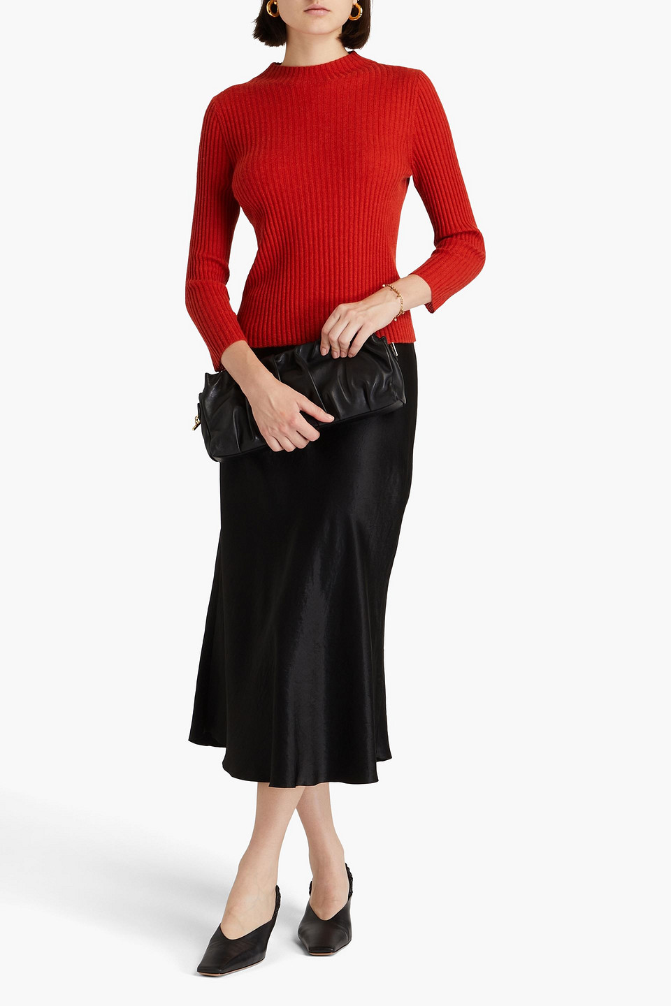 VINCE RIBBED CASHMERE AND SILK-BLEND TURTLENECK SWEATER