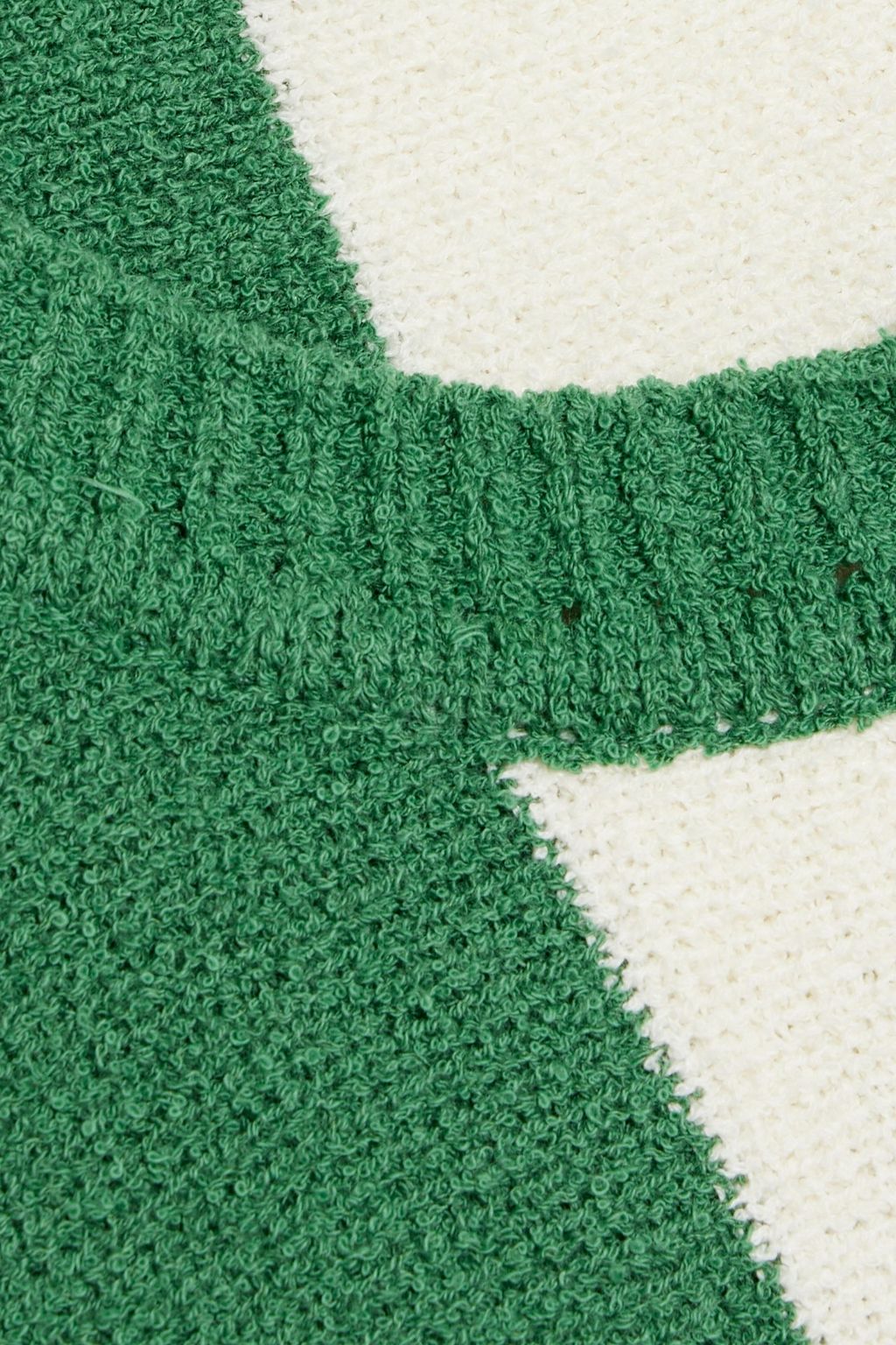MAISON KITSUNÉ Embroidered striped bouclé-knit cotton-blend sweater