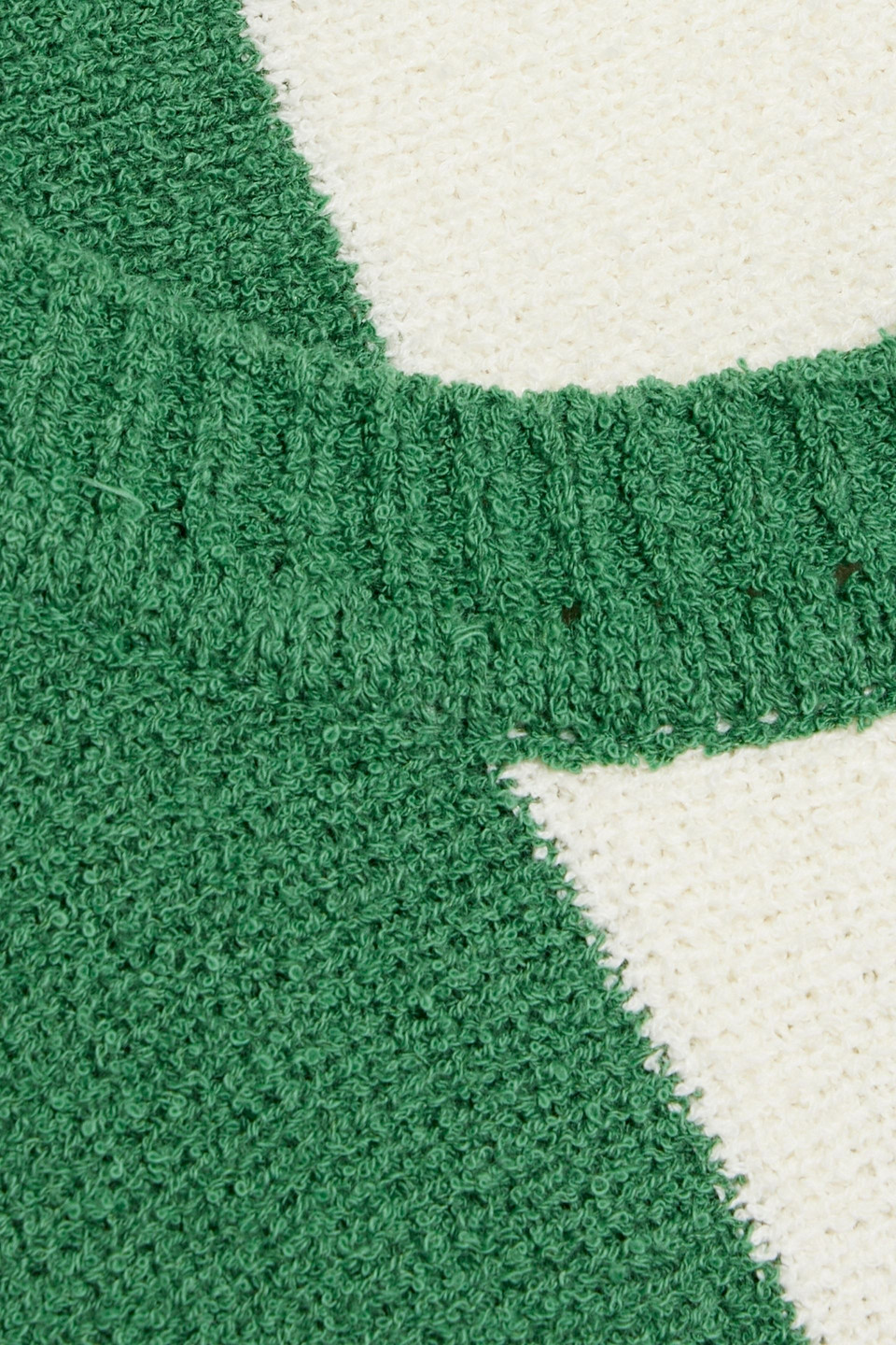 MAISON KITSUNÉ EMBROIDERED STRIPED BOUCLÉ-KNIT COTTON-BLEND SWEATER