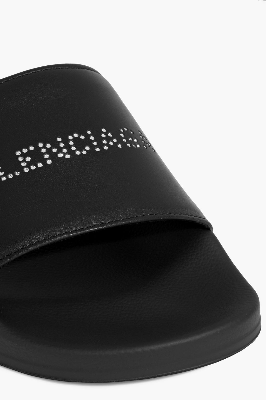 BALENCIAGA Crystal-embellished leather slides