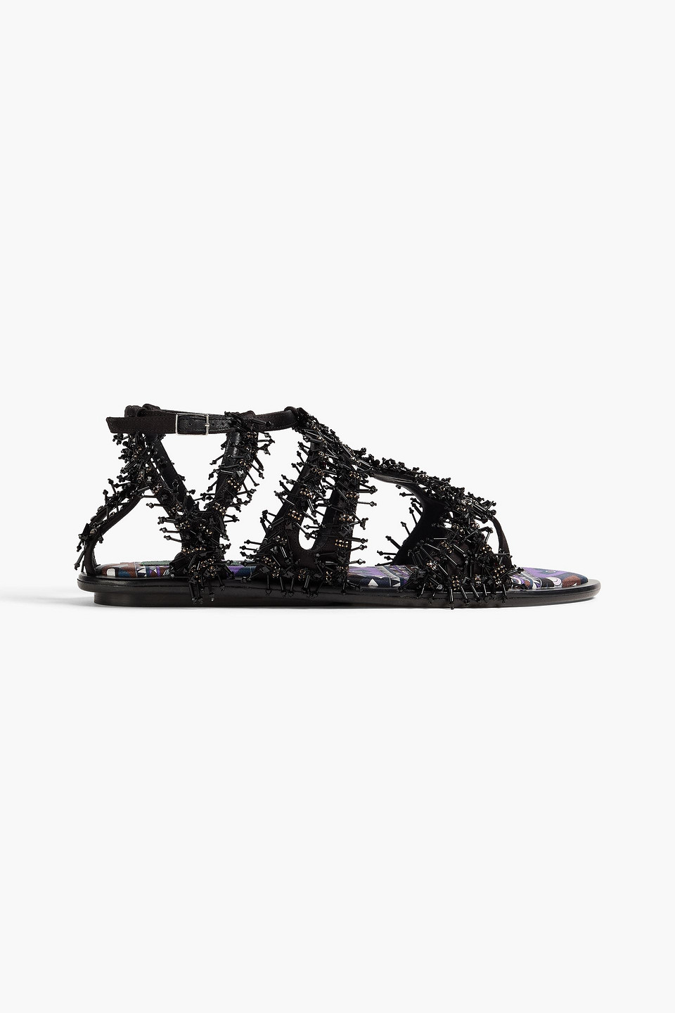 Pucci Embellished Leather Sandals In Black
