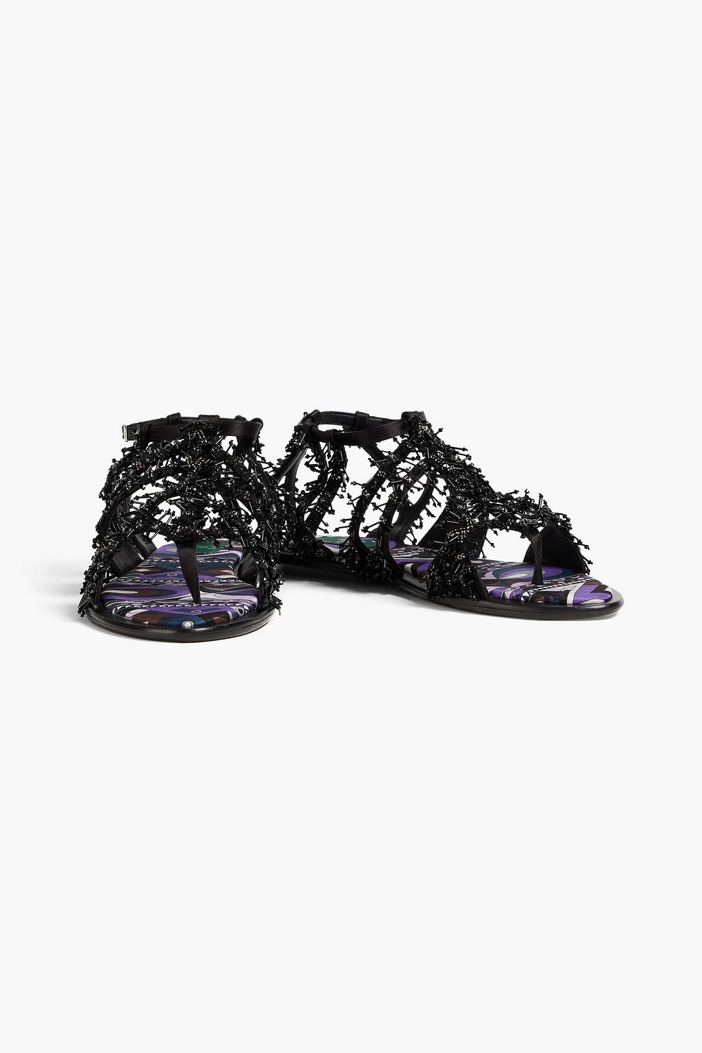 PUCCI صندل من الساتان بتصميم مزركش