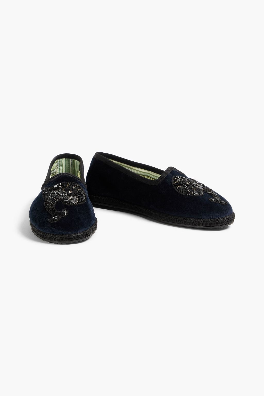 PUCCI Bead-embellished velvet slippers