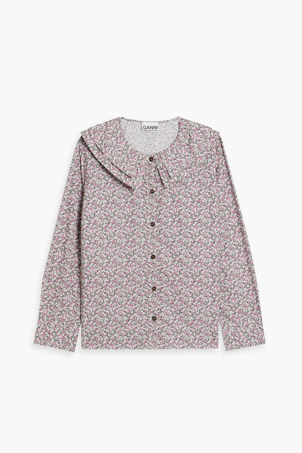 Floral print cotton poplin shirt pink DE 46