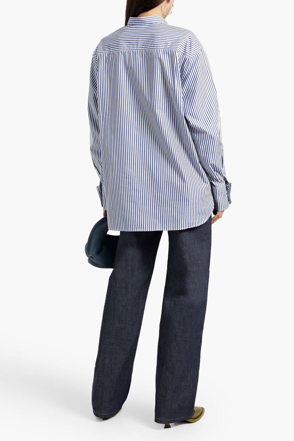 MAISON KITSUNÉ Oversized striped cotton-poplin shirt