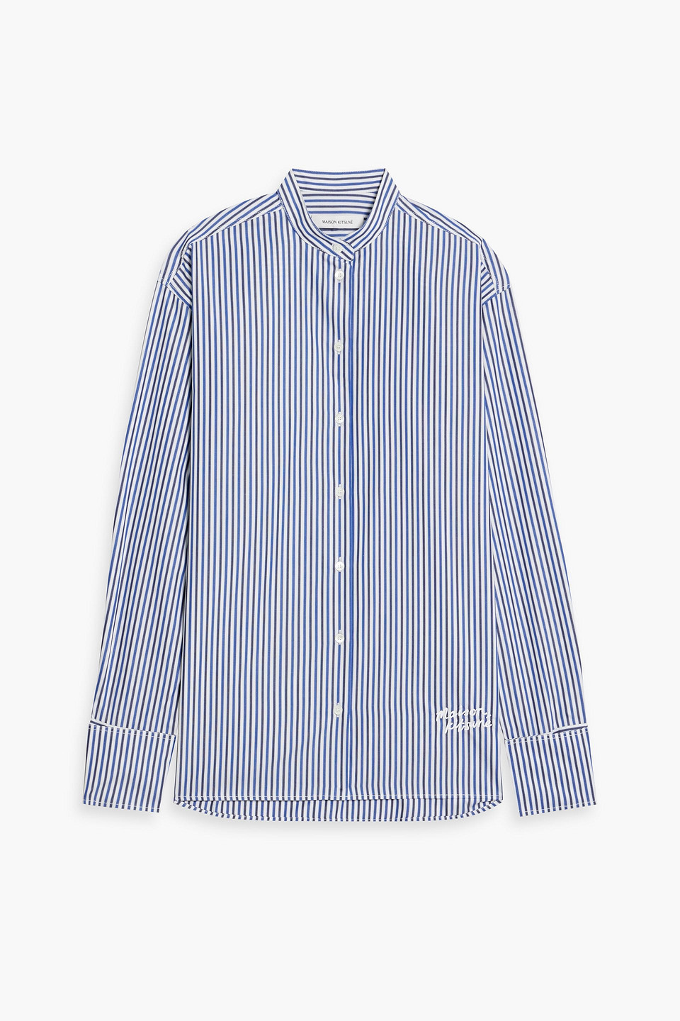 Maison Kitsuné Oversized Striped Cotton-poplin Shirt In Navy