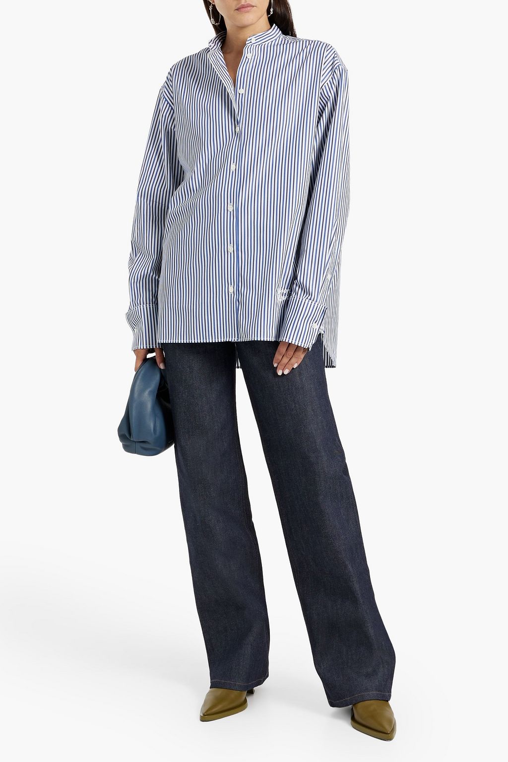 MAISON KITSUNÉ Oversized striped cotton-poplin shirt