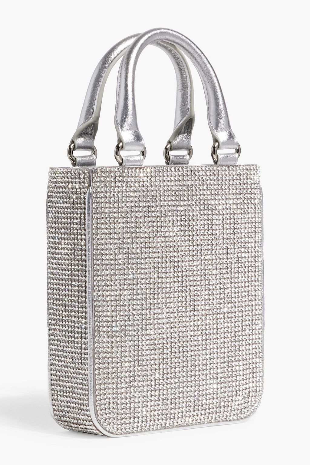 JUDITH LEIBER COUTURE حقيبة توت من الجلد بلون معدني ومزينة بالكريستال
