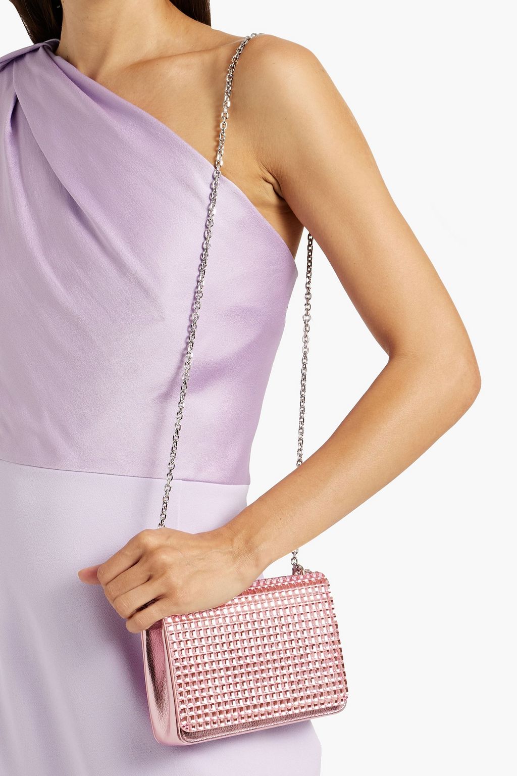 JUDITH LEIBER COUTURE Cricket Clutch aus Narbenleder mit Kristallverzierung