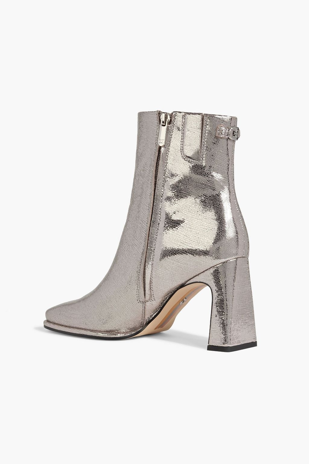 SAM EDELMAN Irie metallic lizard-effect leather ankle boots
