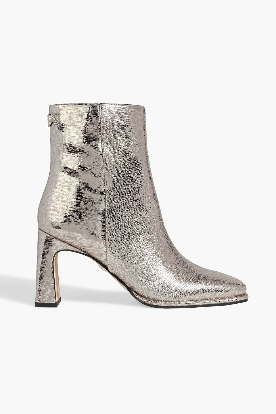 SAM EDELMAN IRIE METALLIC LIZARD-EFFECT LEATHER ANKLE BOOTS