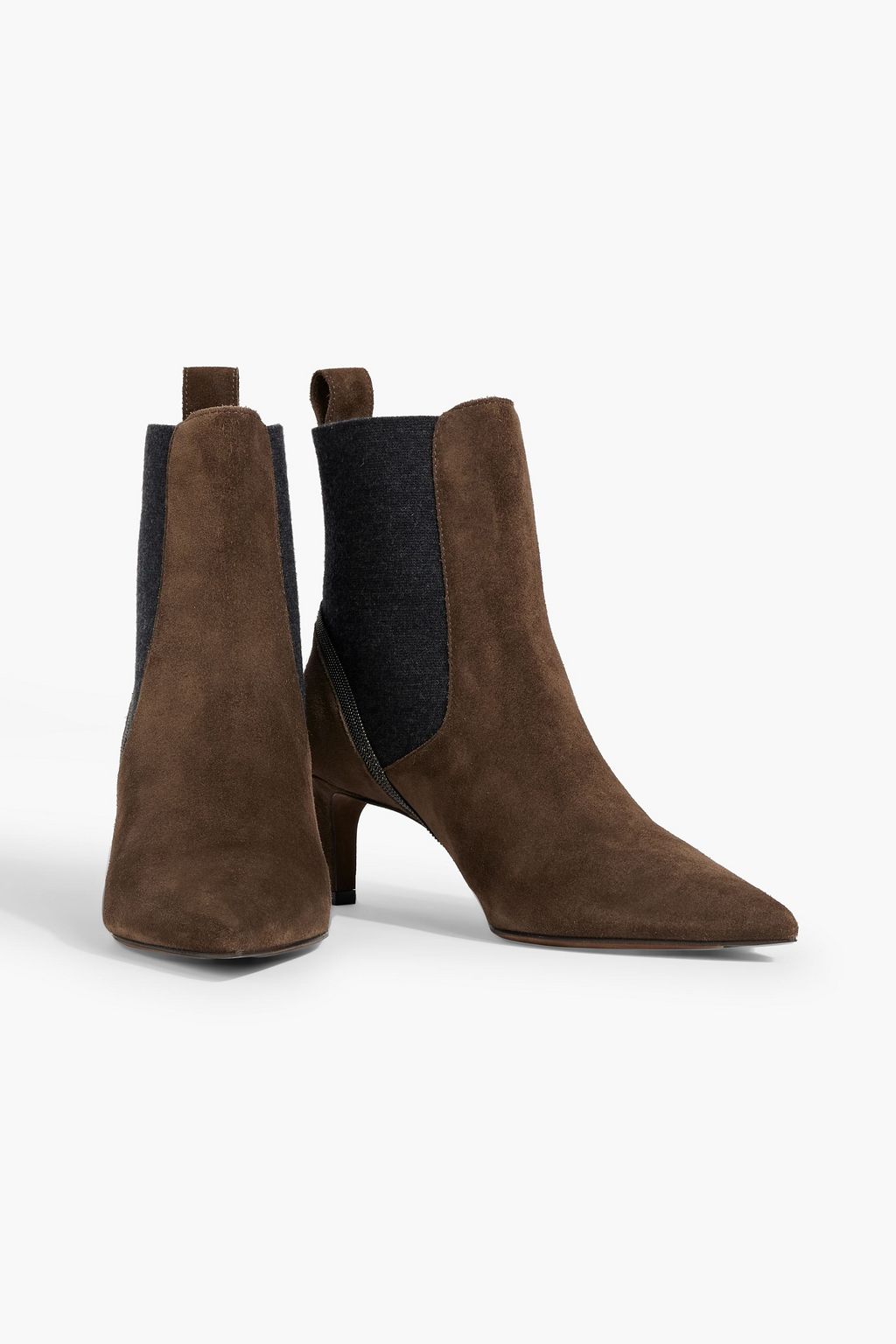 BRUNELLO CUCINELLI Bead-embellished suede ankle boots