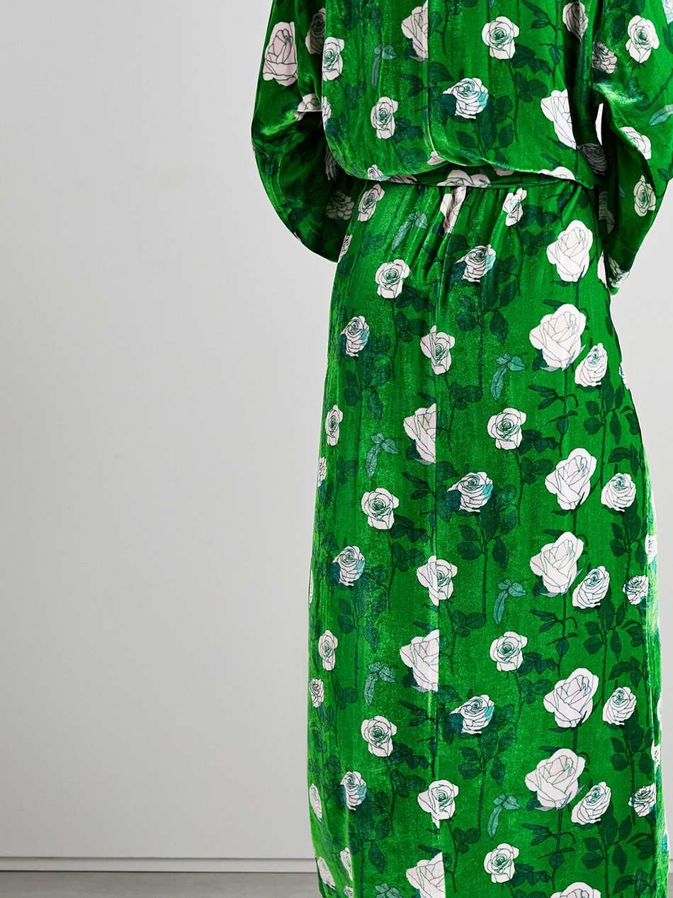 gisou floral-print velvet maxi wrap dress