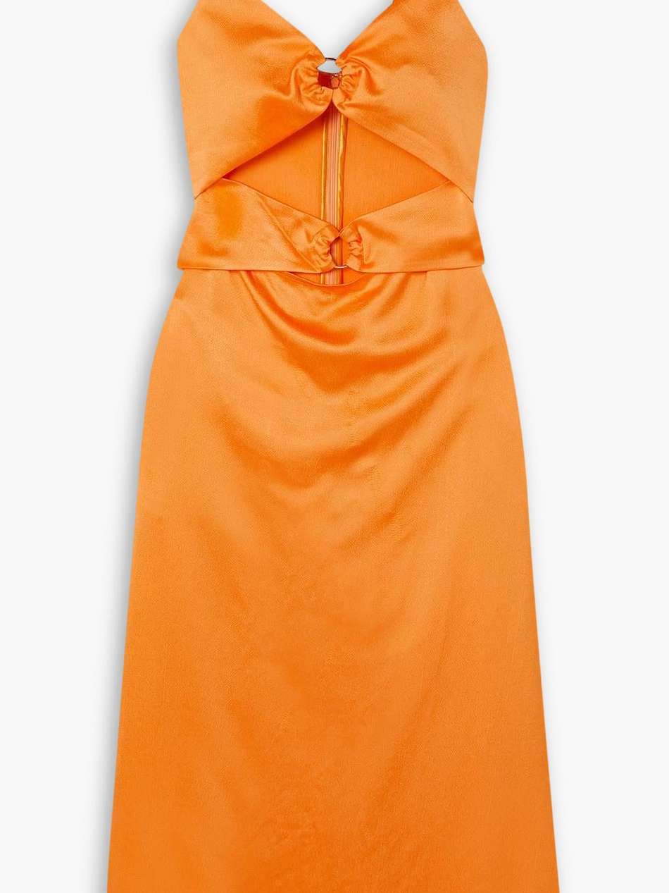 carina cutout embellished hammered-satin midi dress