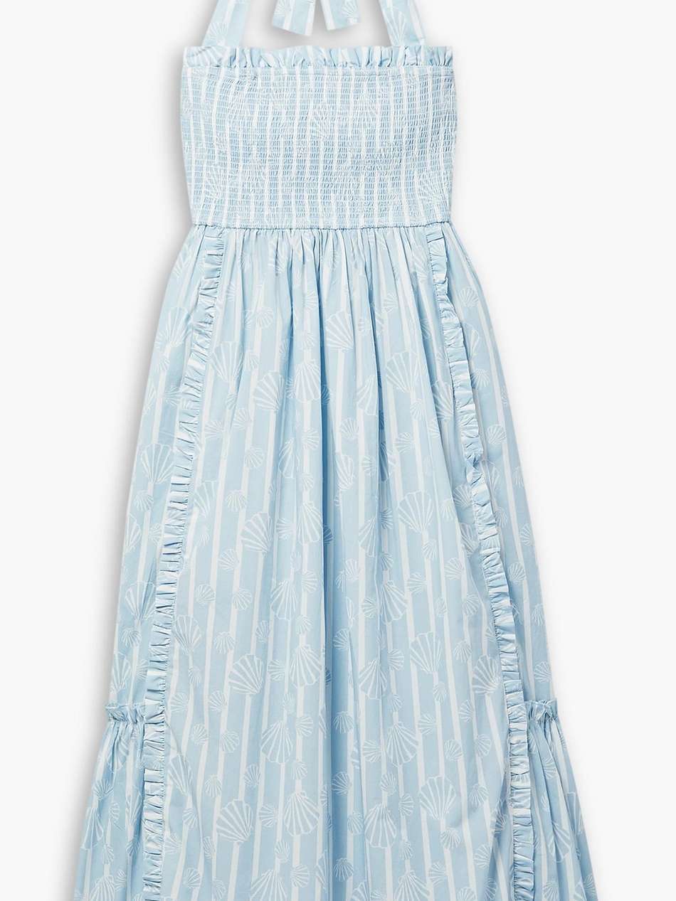 + laura ashley gwen printed cotton-poplin halterneck midi dress