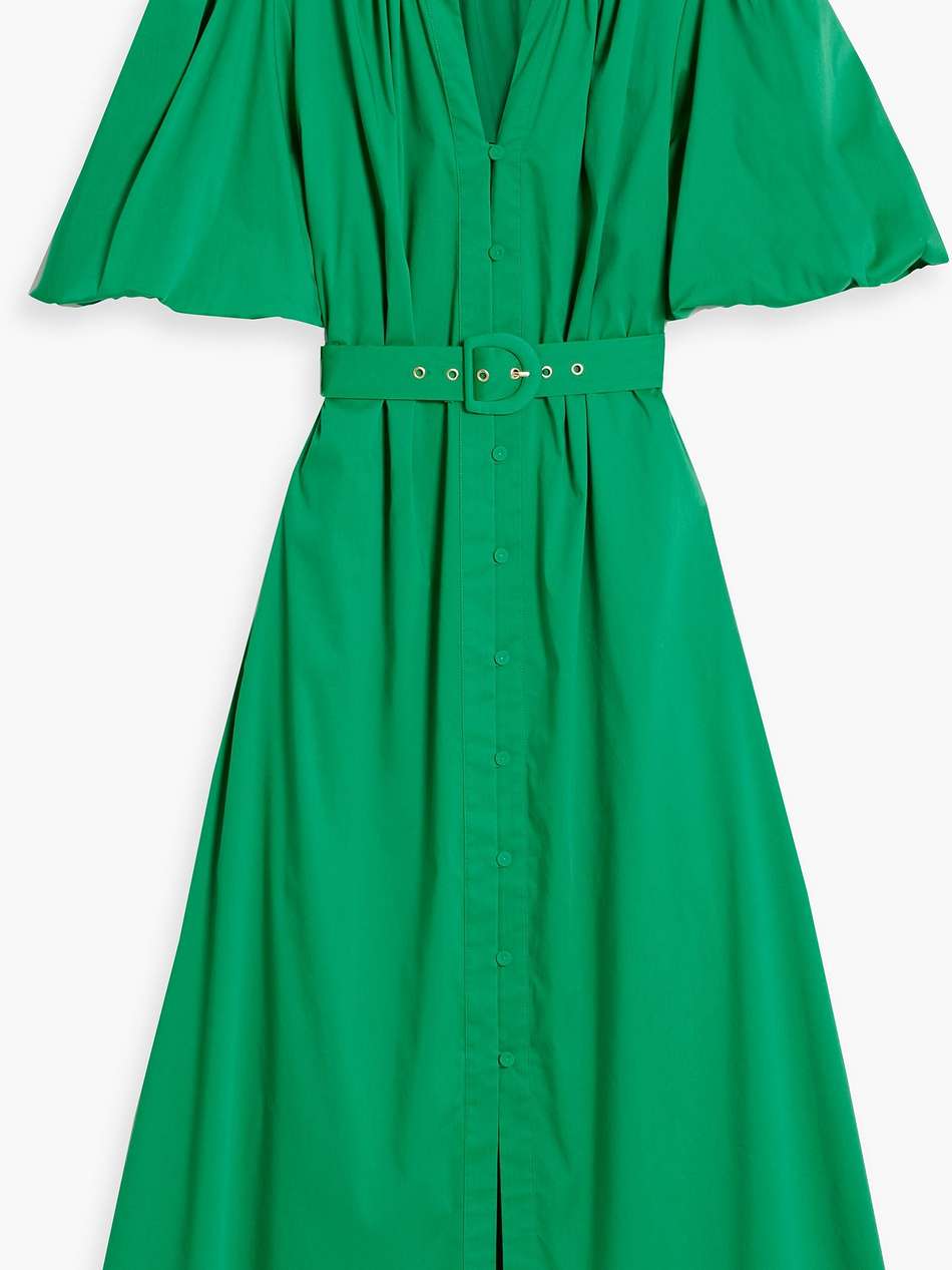 laena belted cotton-blend poplin midi dress