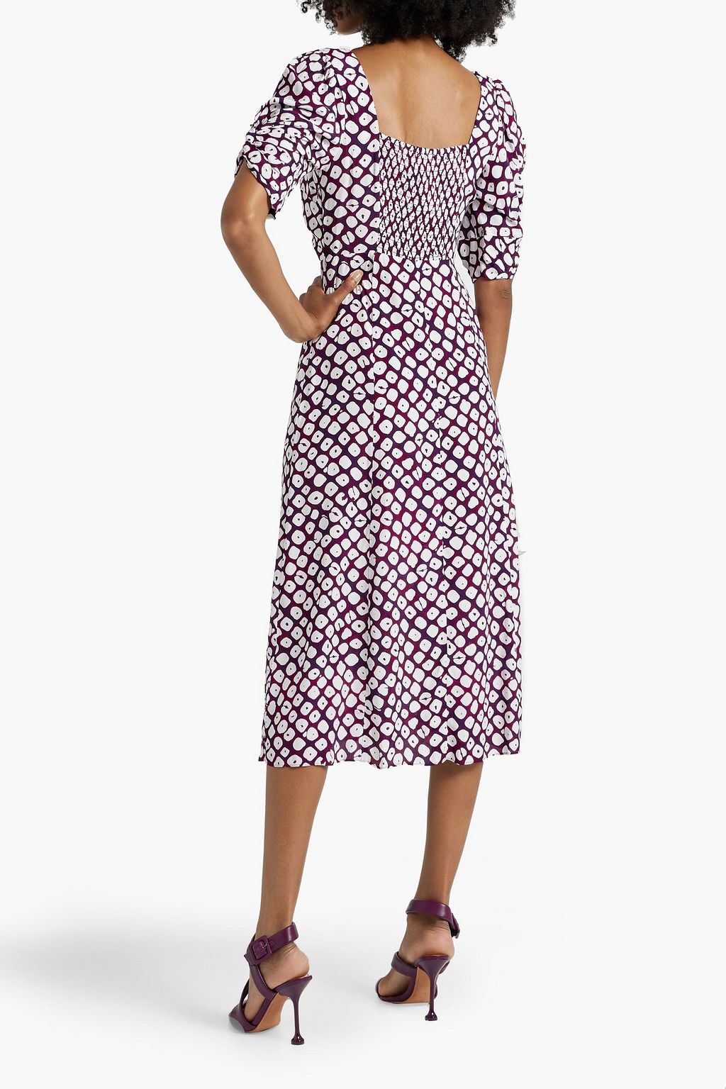 DIANE VON FURSTENBERG فستان Asa متوسط الطول من الكريب بقصّة ملفوفة ومزين بطبعات
