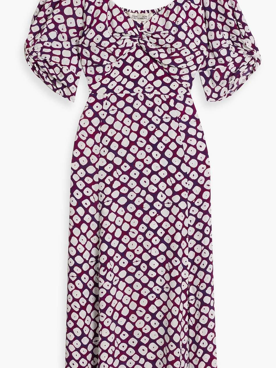 asa twisted printed crepe midi dress