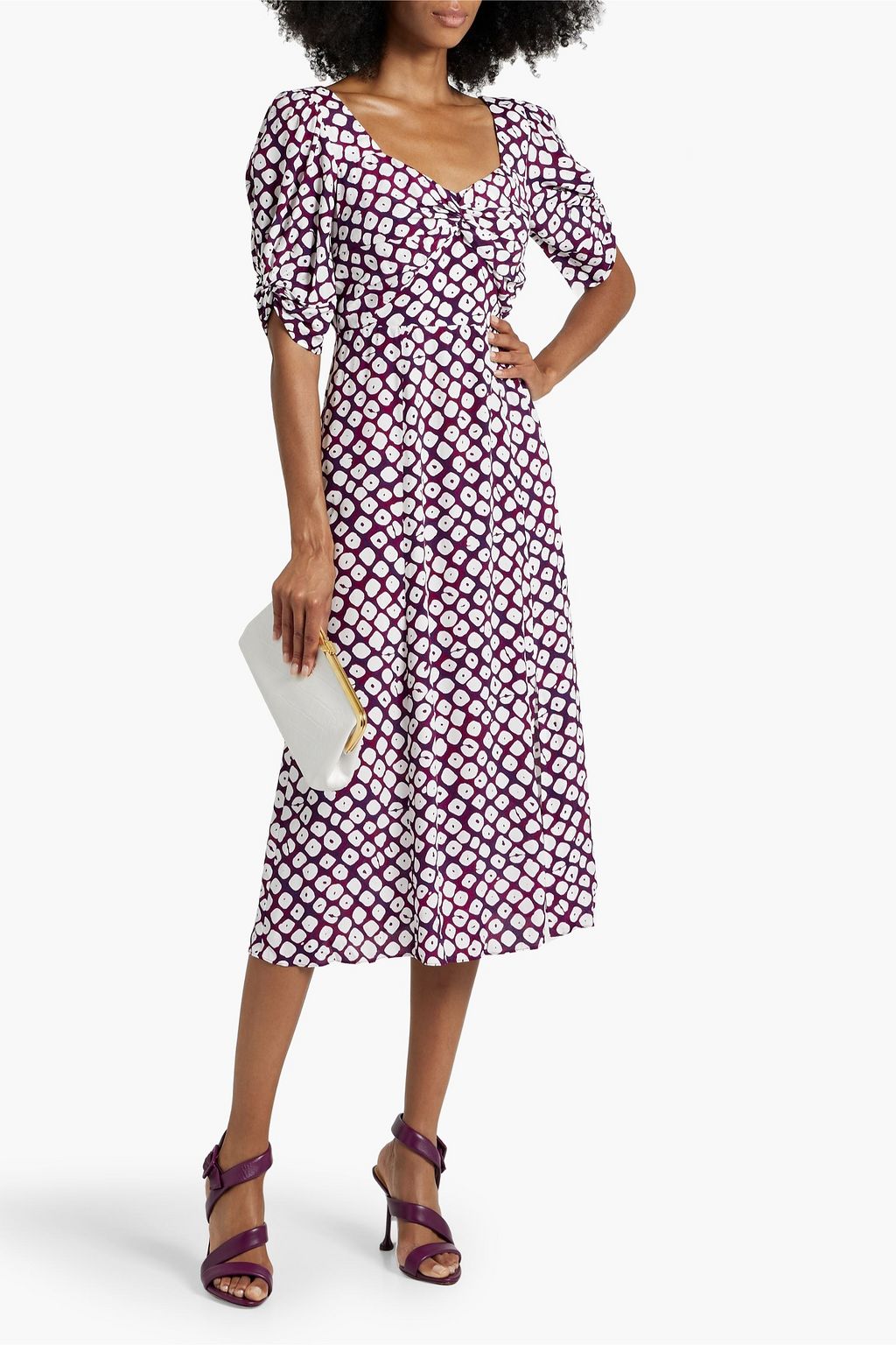 DIANE VON FURSTENBERG فستان Asa متوسط الطول من الكريب بقصّة ملفوفة ومزين بطبعات