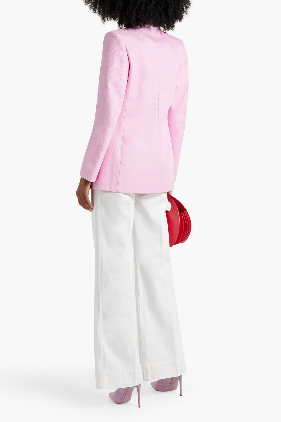 Victoria Beckham Single-breasted Cotton Blazer In Baby Pink