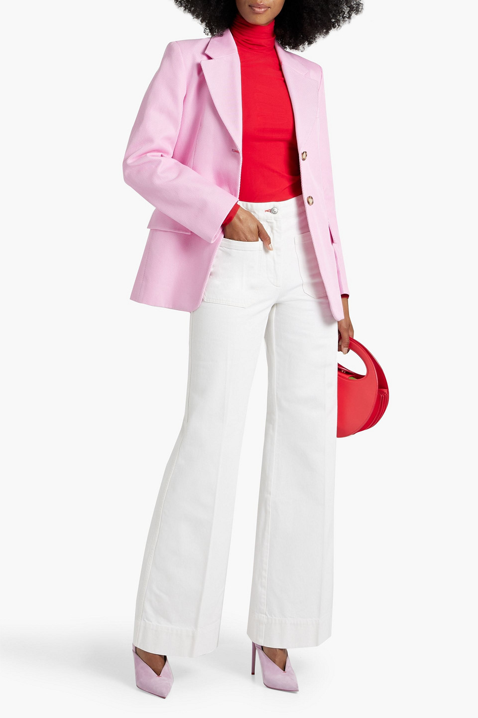 Victoria Beckham Single-breasted Cotton Blazer In Baby Pink