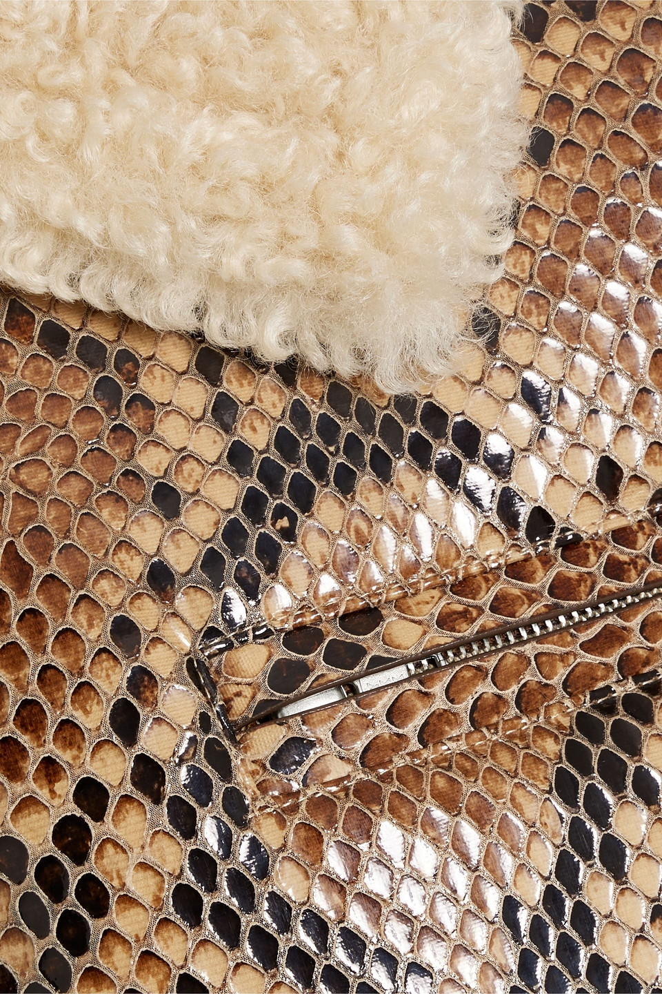 STAND STUDIO KAZ FAUX SNAKE-EFFECT LEATHER JACKET