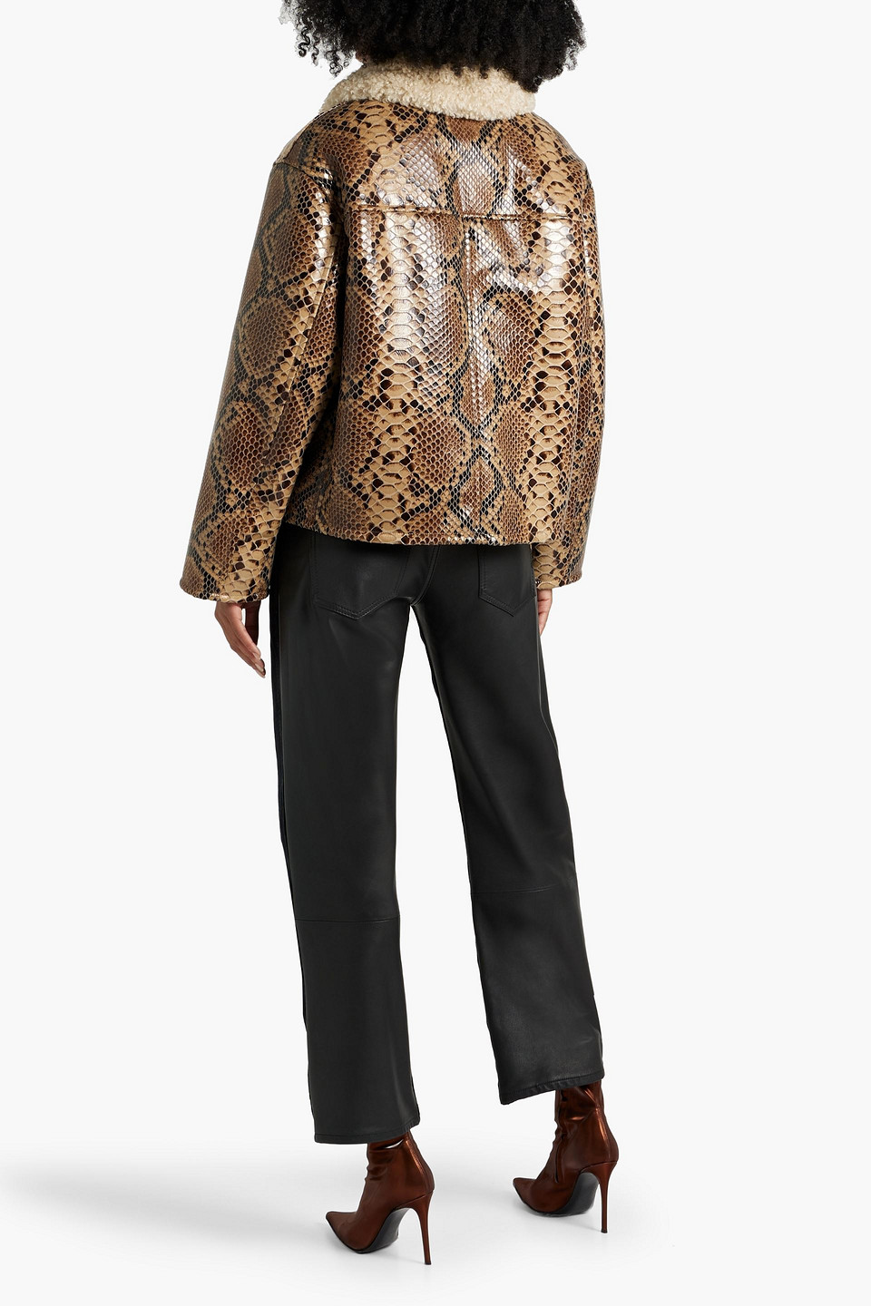 STAND STUDIO KAZ FAUX SNAKE-EFFECT LEATHER JACKET