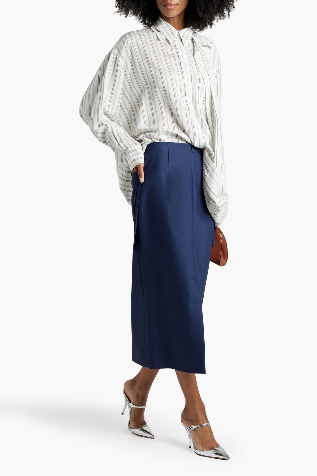 VICTORIA BECKHAM Layered striped crepe de chine shirt