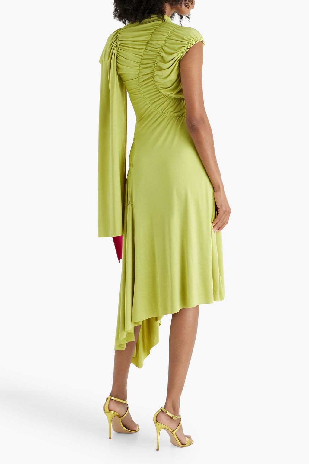 VICTORIA BECKHAM Asymmetric draped stretch-jersey midi dress