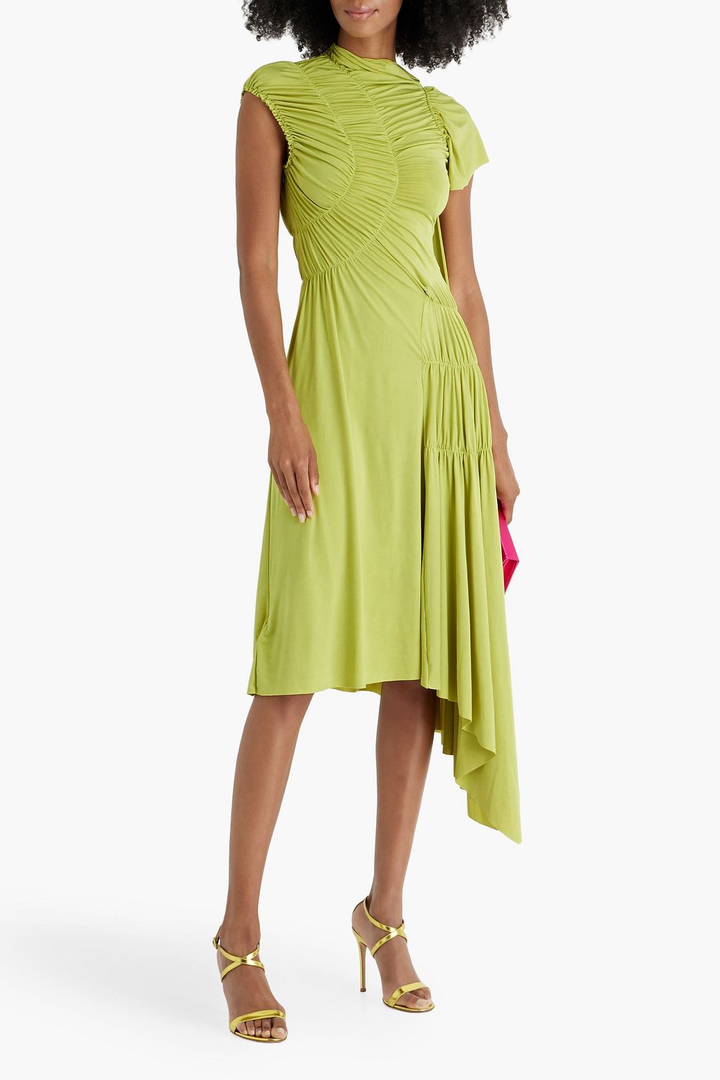 VICTORIA BECKHAM Asymmetric draped stretch-jersey midi dress