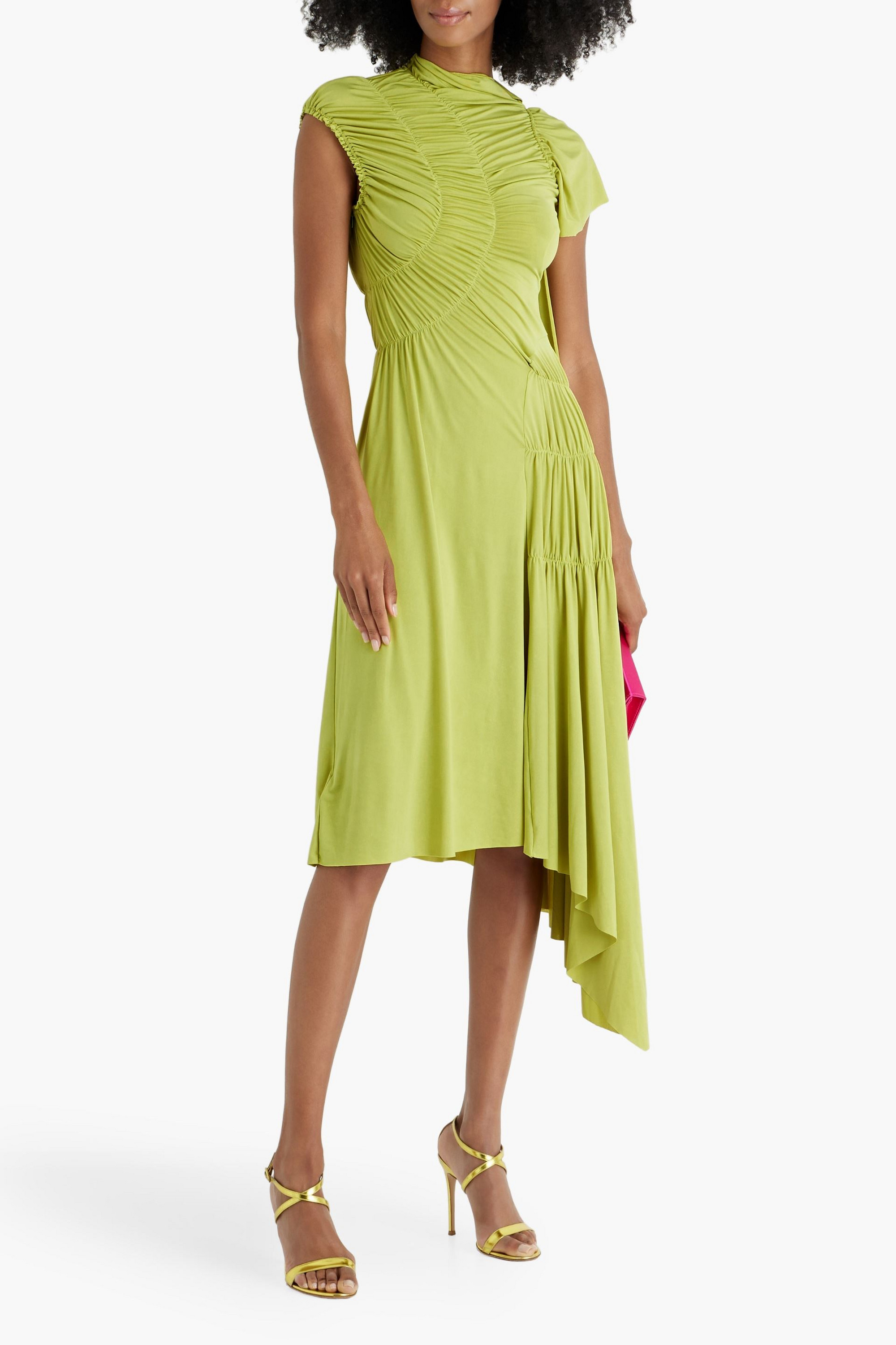 Victoria Beckham Asymmetric draped stretch-jersey midi dress