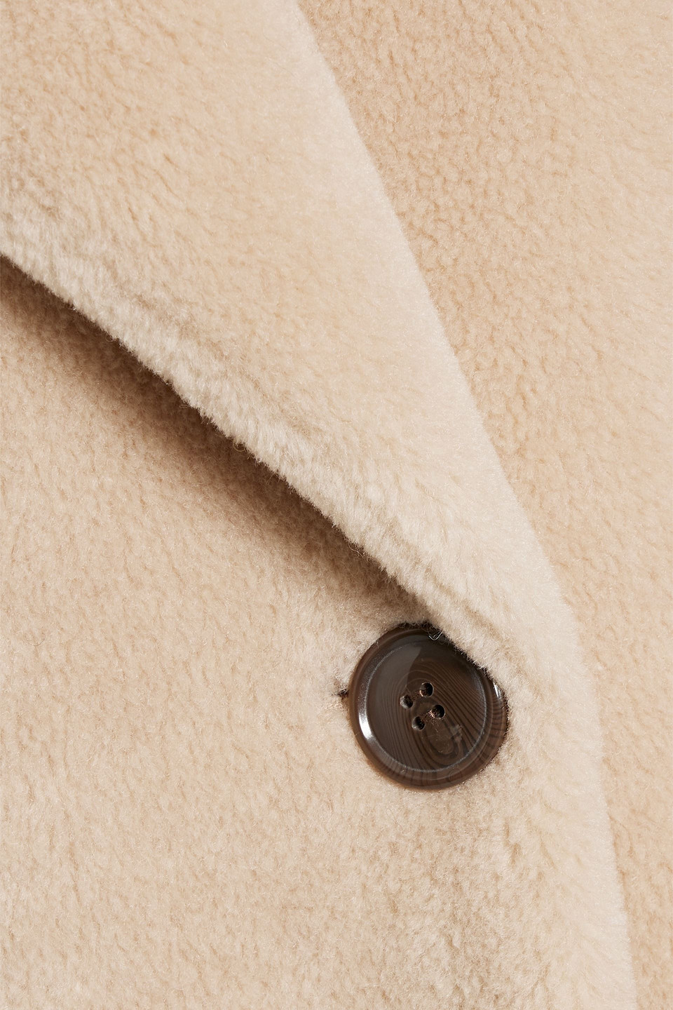 Stand Studio Faux Fur Double Breasted Coat With Faux Leather Details In Beige