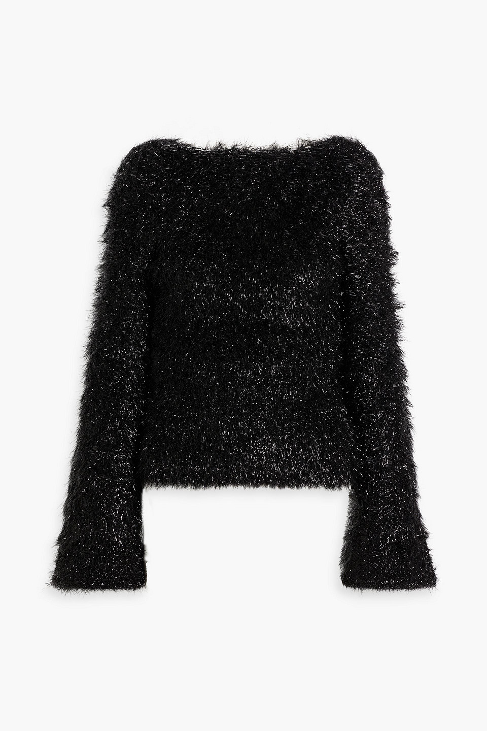 Victoria Beckham Tie-back Jacquard-knit Tinsel Sweater In Black