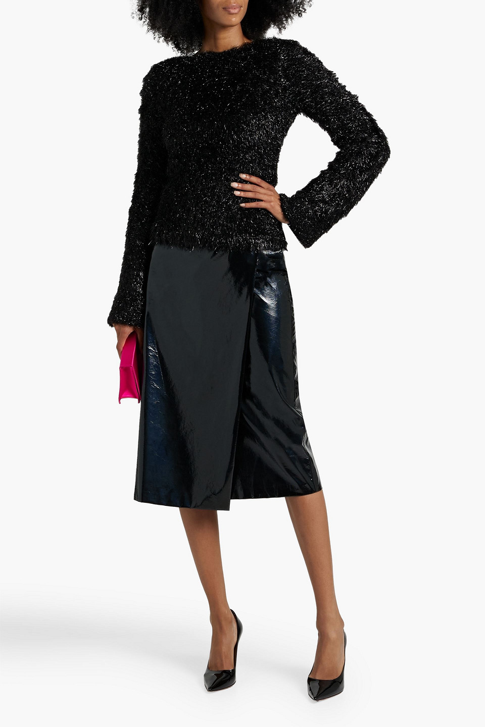 Shop Victoria Beckham Tie-back Tinsel Sweater In Black