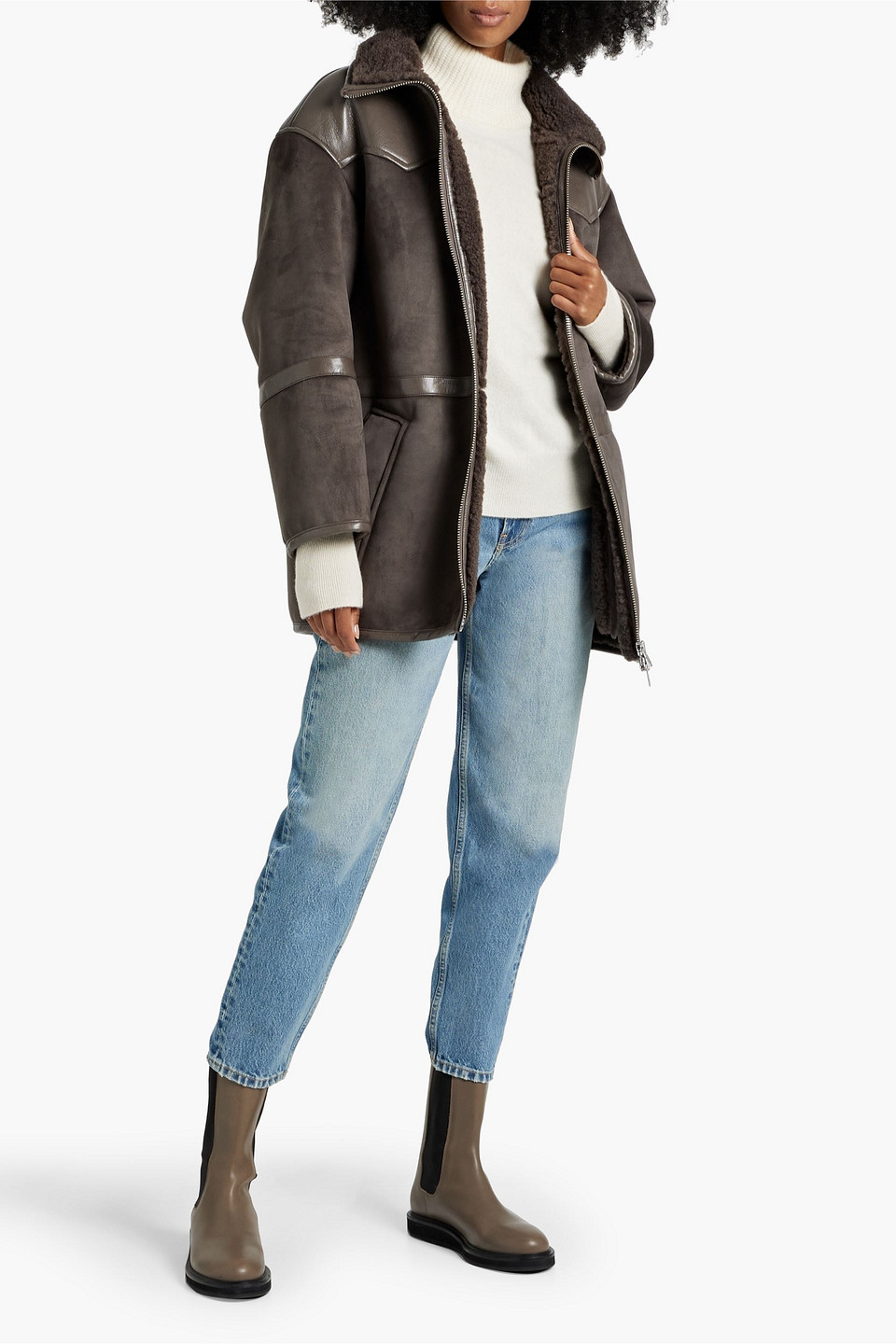 Shop Stand Studio Rylee Faux Shearling Jacket In Taupe