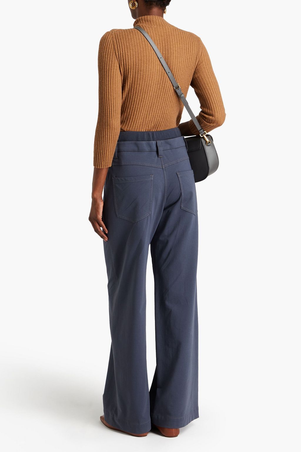 BRUNELLO CUCINELLI Bead-embellished French cotton-blend terry wide-leg pants