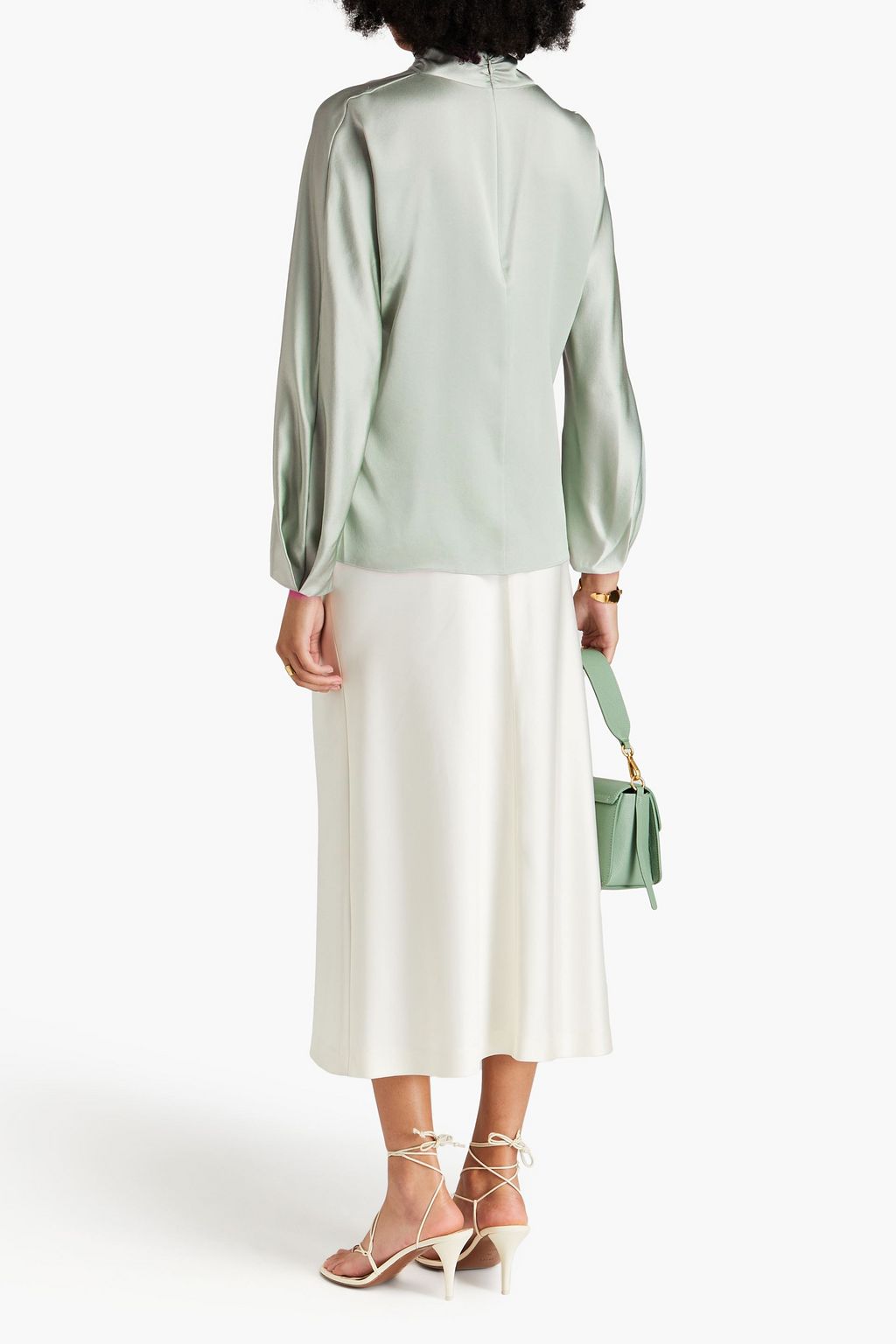 VINCE. Draped silk-satin blouse